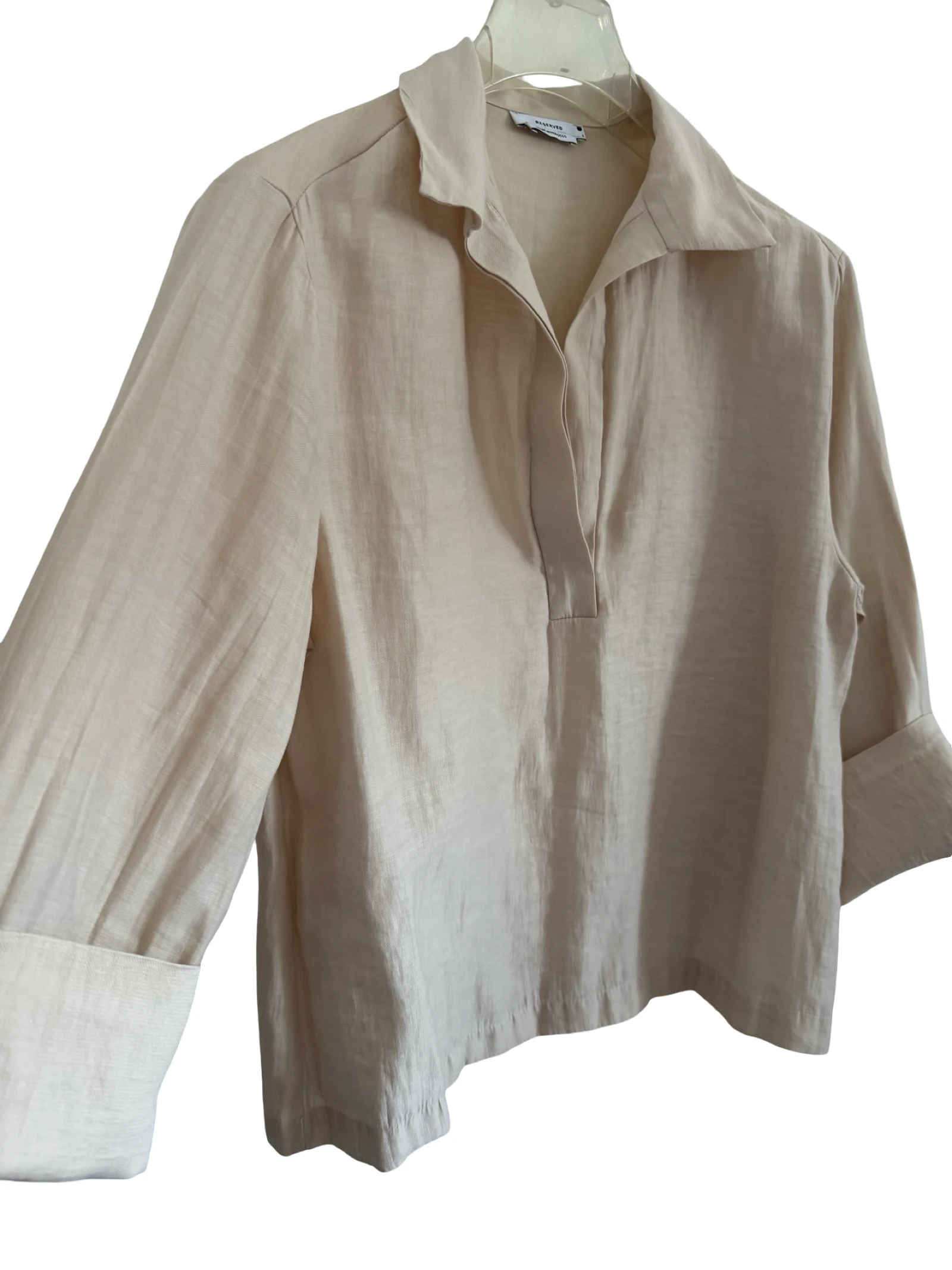 Blusa de mezcla de lino beige de Reserved, talla S, holgada – photo 6